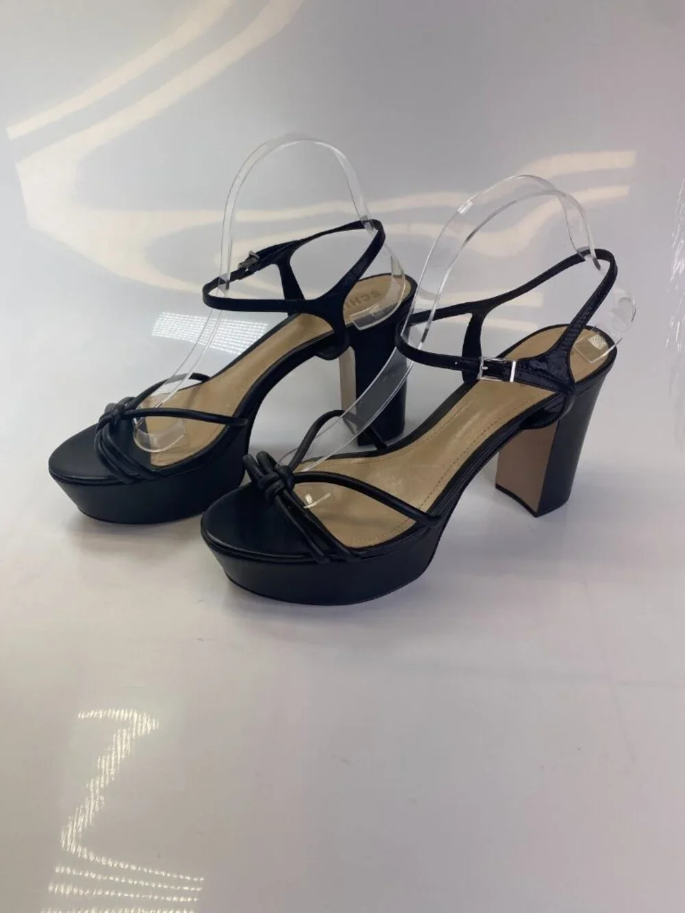 Schutz Kelsie Womens Black Platform Strappy Heel Sandal Sz 10